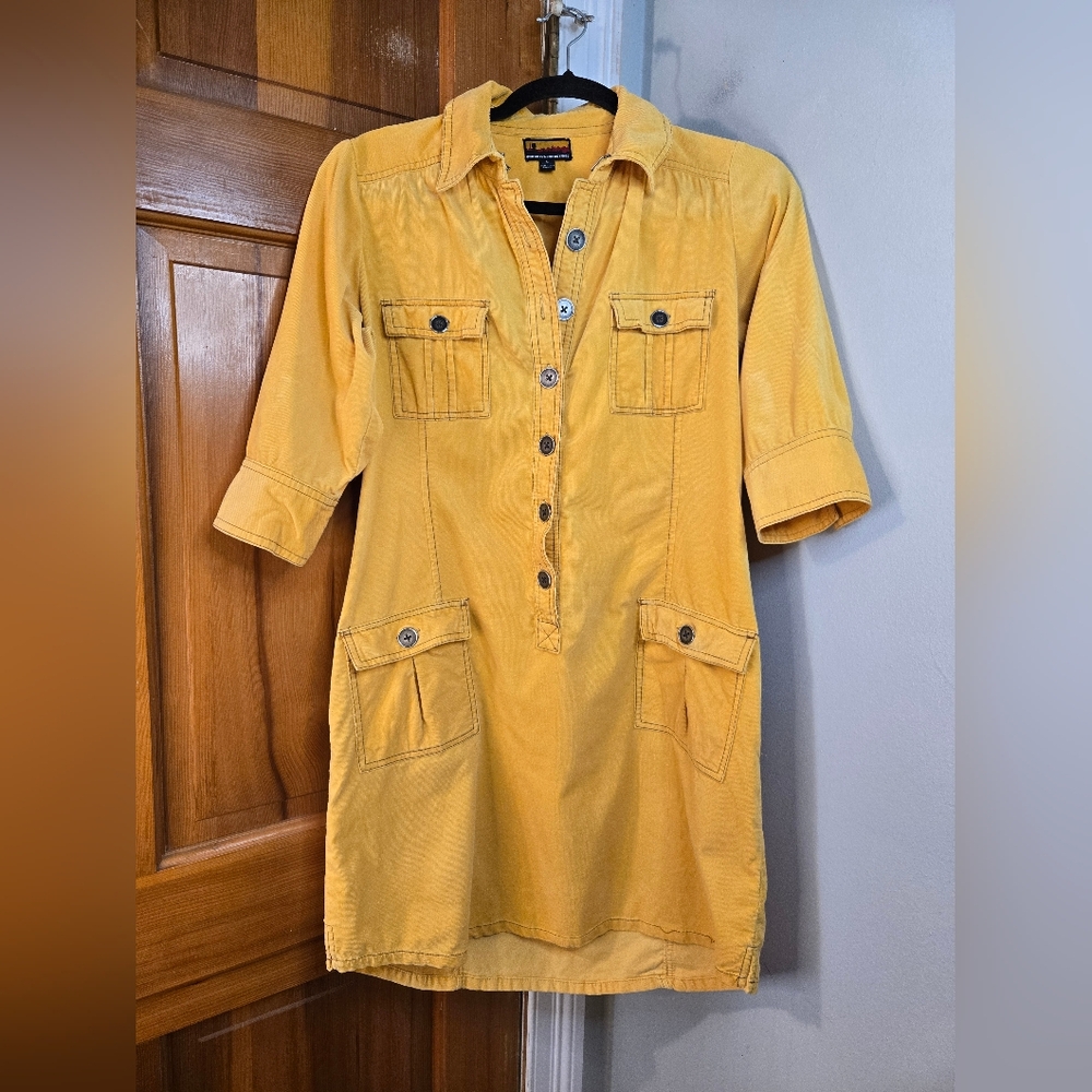 Brooklyn Industries Mustard Corduroy Shirtdress Sz Small